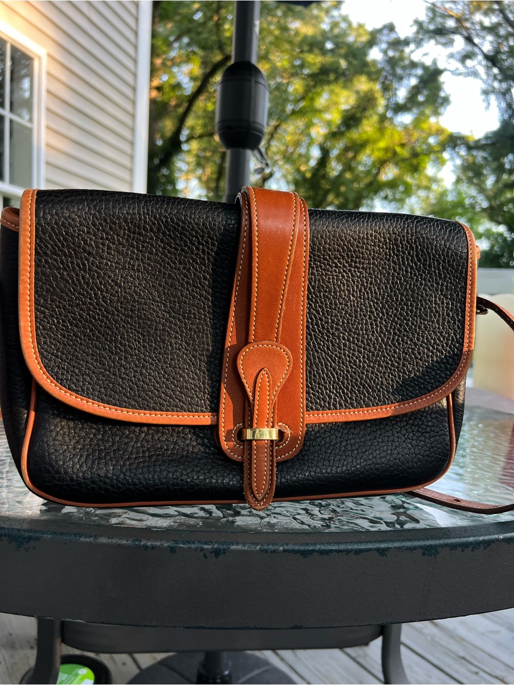 VINTAGE DOONEY AND BOURKE AWL EQUESTRIAN PEBBLE LEATHER BAG